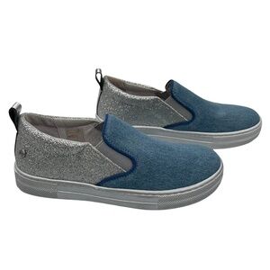 Naturino Silver Glitter Slip-On Jean Shoes Size 30 Big Girl's